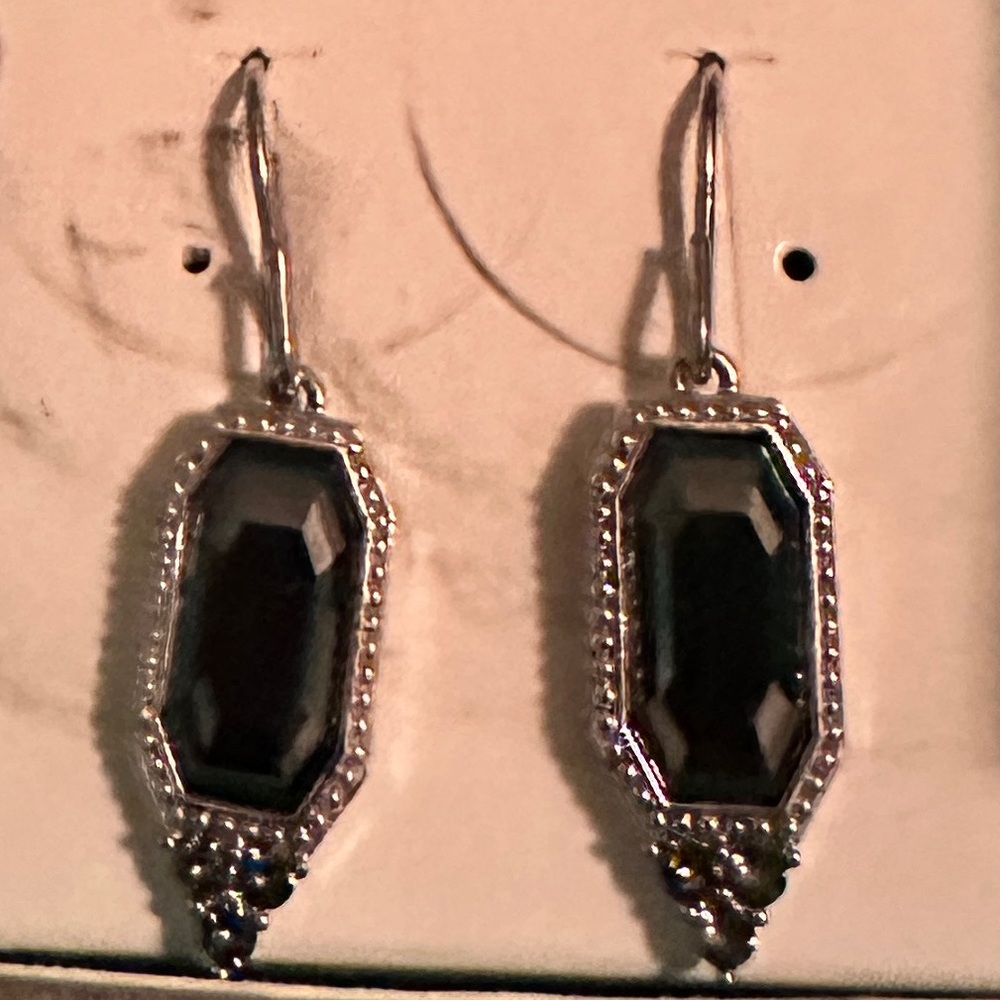 Black and silver origami owl earrings